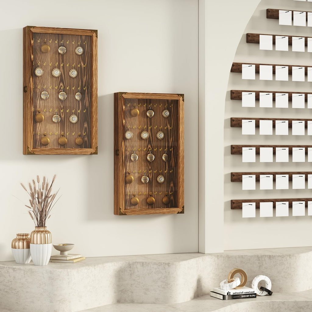 bimiti Wall-Mounted Keychain Display Case - 5-Tier Organizer Shelf for Large Capacity Storage, Perfect for Pocket Watches, Fishing Lures, Collectibles & Home/Office Decor