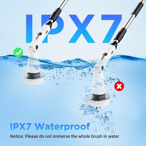 Electric Spin Scrubber, Bathroom Cleaner, Power Shower Cleaning Brush with Extendable Handle & 4 Brush Heads, Shower Scrubber for Bathtub Tile Grout Kitchen Window and Floor