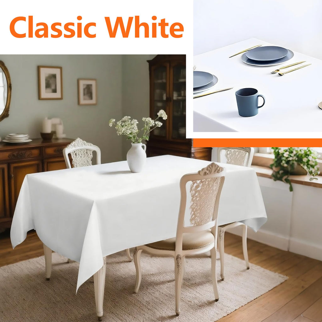 COCPOK 10Pack White Table Clothes,Rectangle Tablecloths for 6 Foot Rectangle Tables,59x102 Inch Wrinkle Resistant Washable Polyester Table Covers,Polyester Tablecloth for Wedding Party Banquet Dining