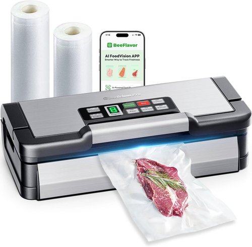 AquaLock Vacuum Sealer Machine | 95kPa Fully Automatic Food Sealer with Built-In Cutter & 2 Bag Rolls