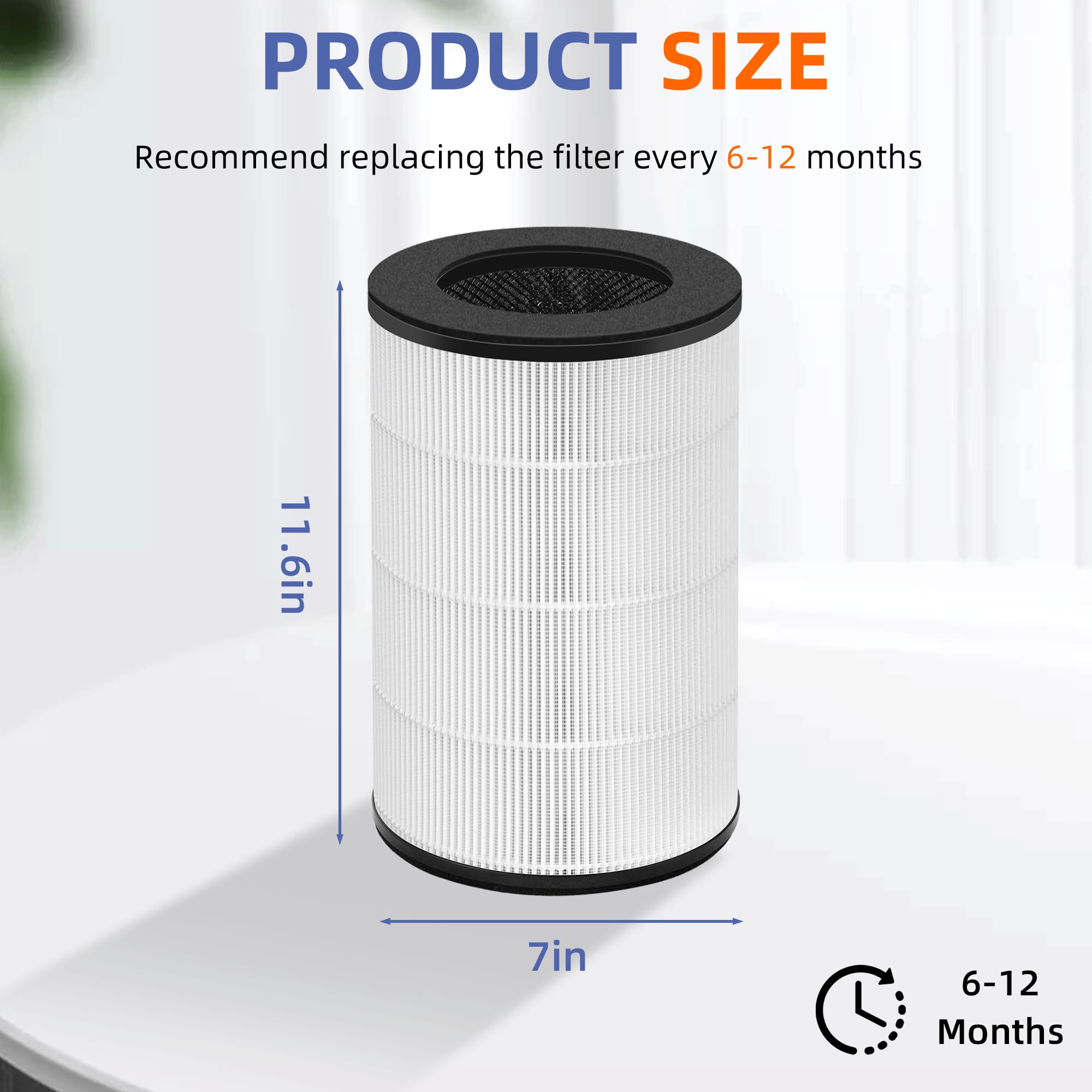 Pulluty AP-T30 AP-PET35 Replacement Filter for HoMedics TotalClean Air Purifier AP-T30FL AP-T30WT AP-PET35FL AP-PET35-WT, 360° Filtration 5 Layers 3 in 1 H13 True HEPA Filter, 2 Pack