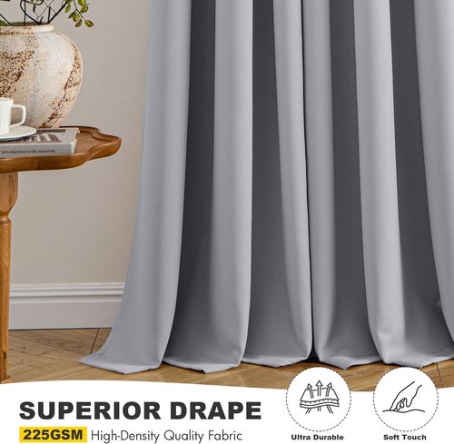 MIULEE Light Grey Blackout Curtains - Thermal Insulated Room Darkening Drapes | 63 Inches Long, 2 Panels