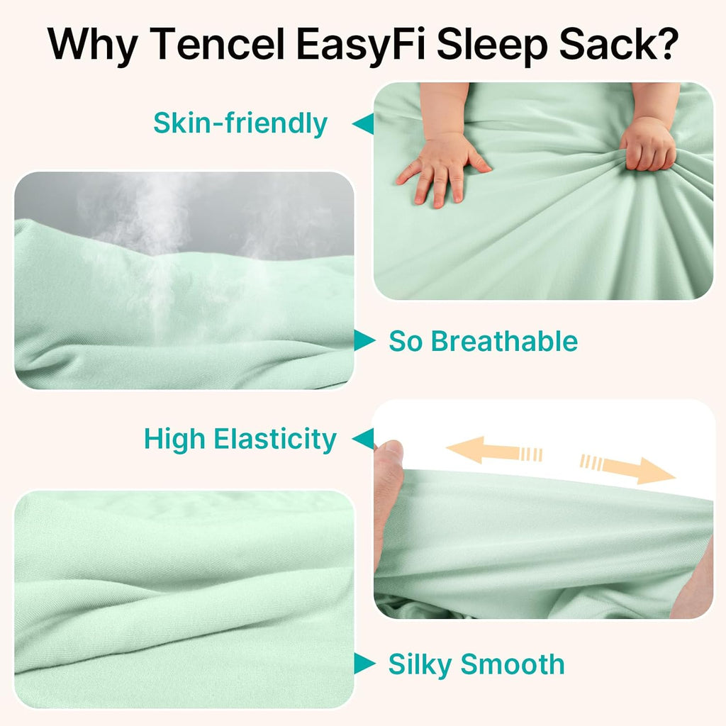 Skiennix Supersoft Bamboo Sleep Sack - Lightweight 0.5 Tog Toddler Wearable Blanket | 6-12 Months, Green & Gray (2 Pack)