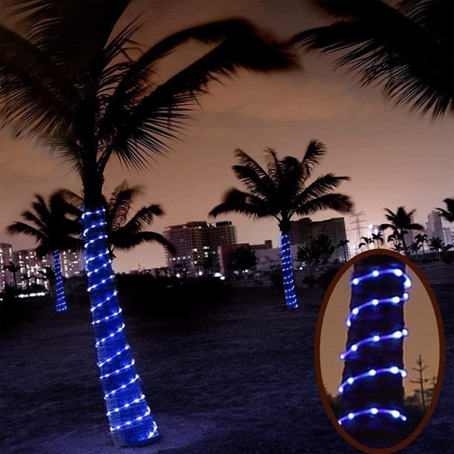 Skiennix 100ft LED Rope Lights - Waterproof, Flexible Tube Lighting with 8 Modes | Blue for Garden, Patio, Party & More