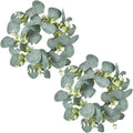 LSKYTOP Eucalyptus Faux Wreaths - 2 Pcs Artificial Greenery for Farmhouse Decor | 9 Inch Each