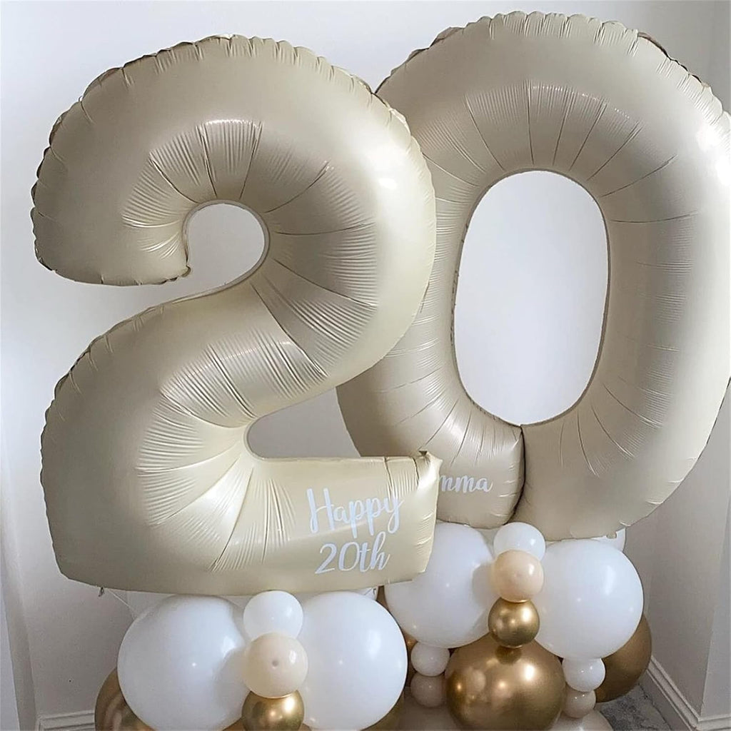 Skiennix 40-Inch Giant Helium Foil Number Balloons | Beige 2nd Birthday Decorations for All Ages