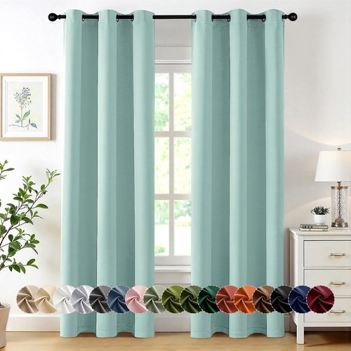 MIULEE Aqua Blackout Curtains - Thermal Insulated Room Darkening Drapes | 72-Inch, 2 Panels