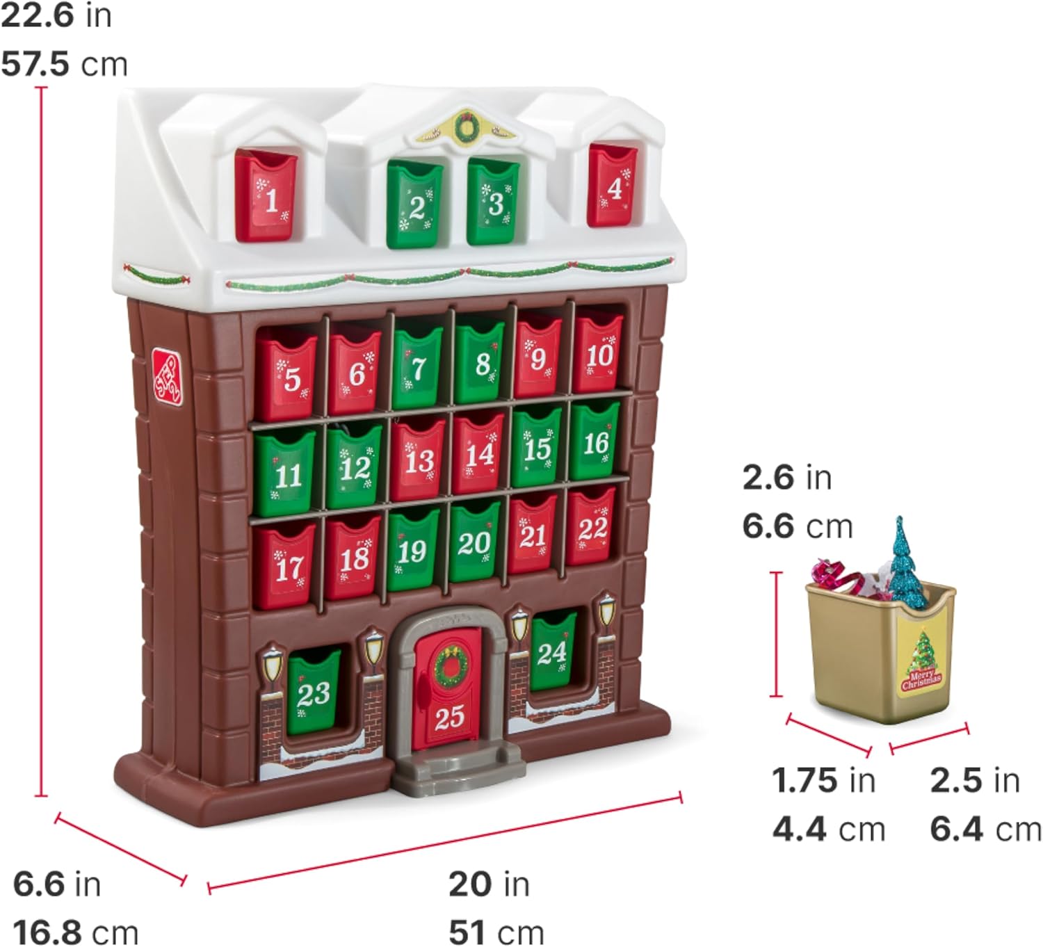 Step2 My First Advent Calendar - Interactive Christmas Toy with 25 Refillable Bins for Toddlers 1.5+ Years Old