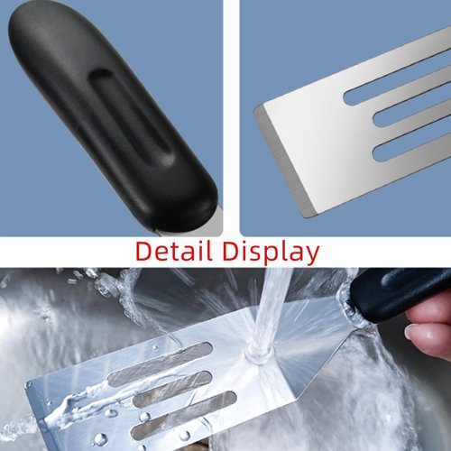 2-Pieces Small Metal Spatula Set, Mini Metal Spatulas for Kitchen Use, Stainless Steel Spatula for Flipping, Serving & Turning Pancakes, Eggs, Brownies, Cookies, Cakes & Desserts (2 PC SLOTTED)