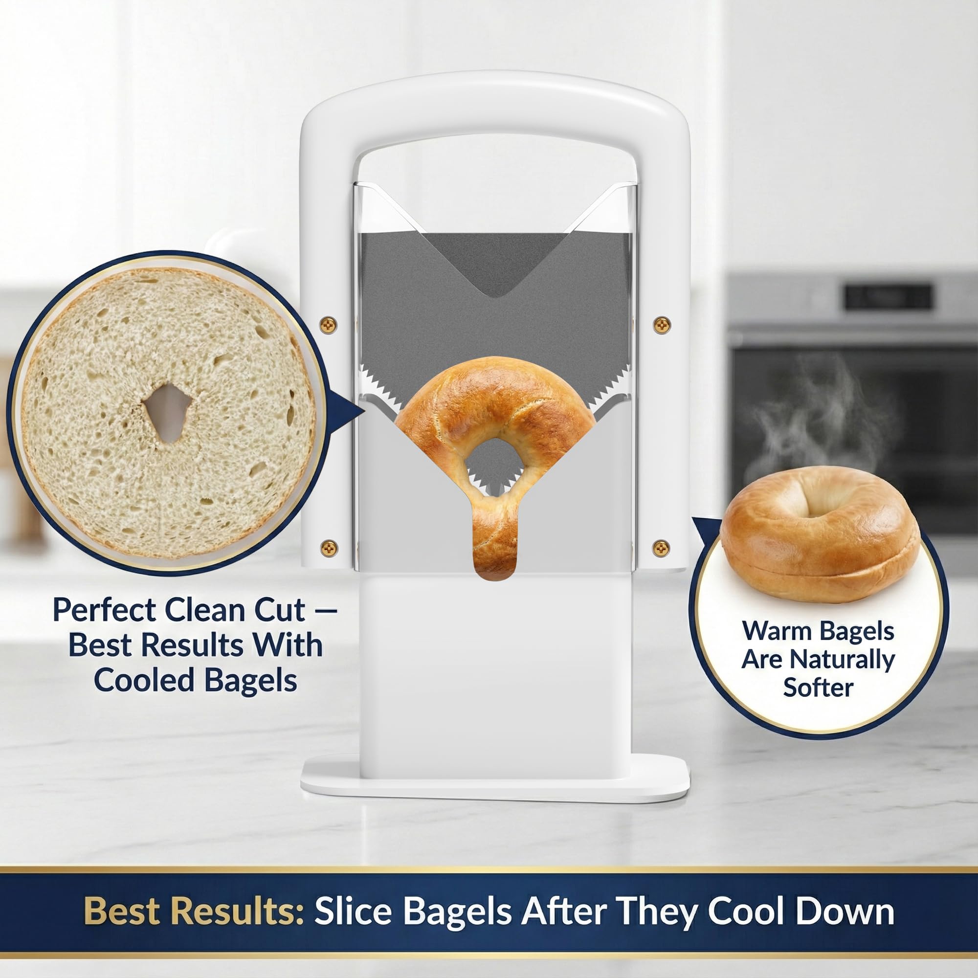 Adaptive Bagel Slicer for Seniors & Limited Mobility – Easy Grip Safety Cutter for Steady Hands – One-Handed Kitchen Aid for Tremors & Weak Grip
