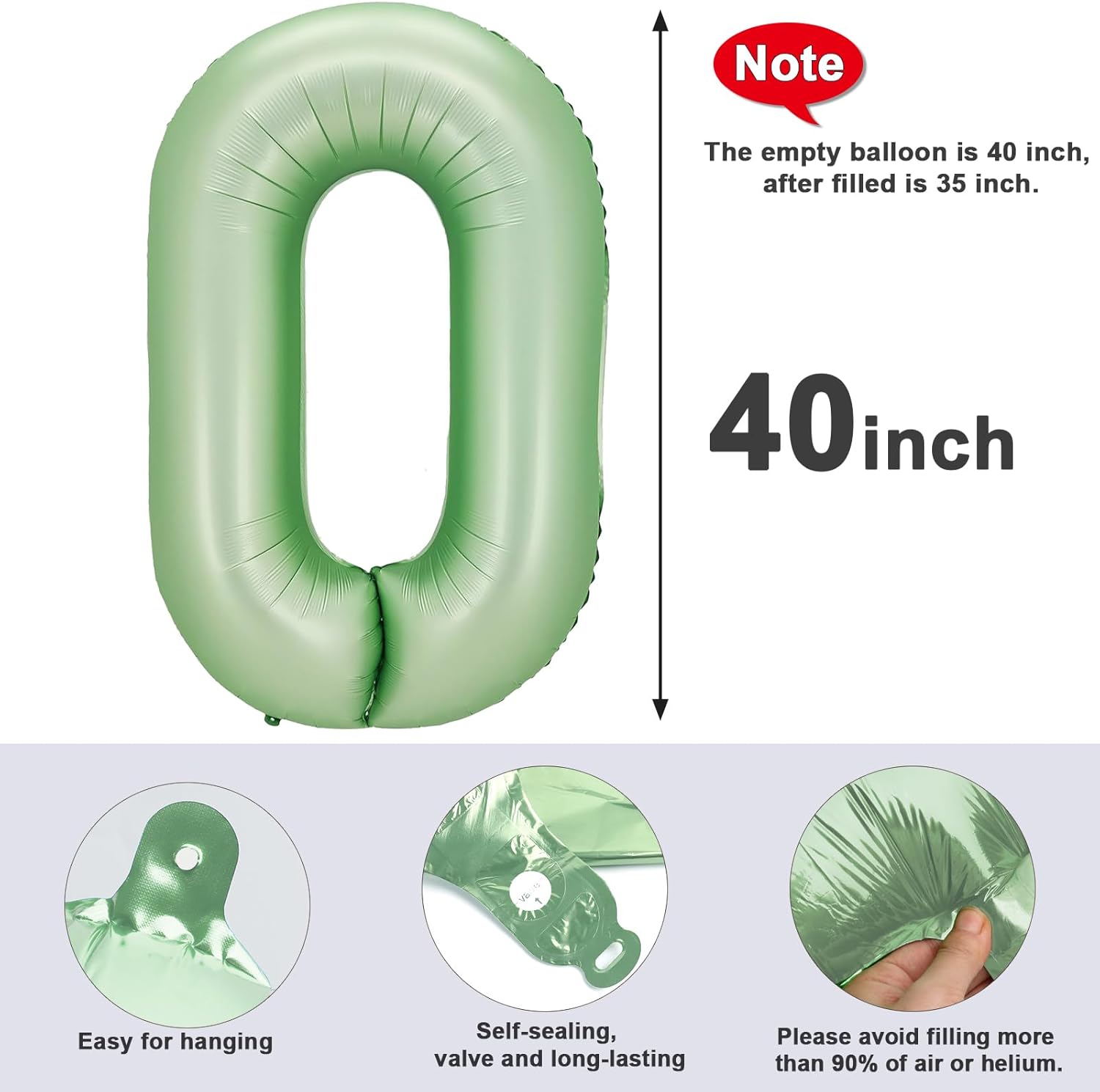 Number 0 Balloons - 40 Inch Olive Green Birthday Decorations for Milestone Events & Baby Showers