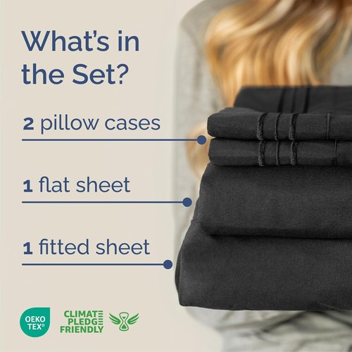 Cal King Size Sheet Set by Hotel Luxury | Comfy, Breathable & Cooling - Ultra-Soft, Deep Pockets - Black