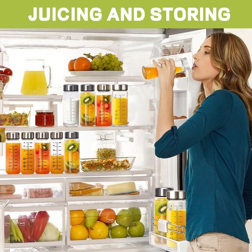 16oz Glass Juice Bottles - 4 Pack Wide Mouth Glass Bottles with Lids- BPA Free, Borosilicate Stainless Steel Lids for Juicing, Smoothies, Infused Water, Beverage Storage