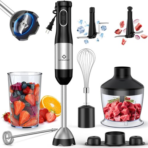 LINKChef 7-in-1 Immersion Blender - 800W Hand Blender with 20 Speeds, Turbo & Accessories for Smoothies, Soups, Baby Food