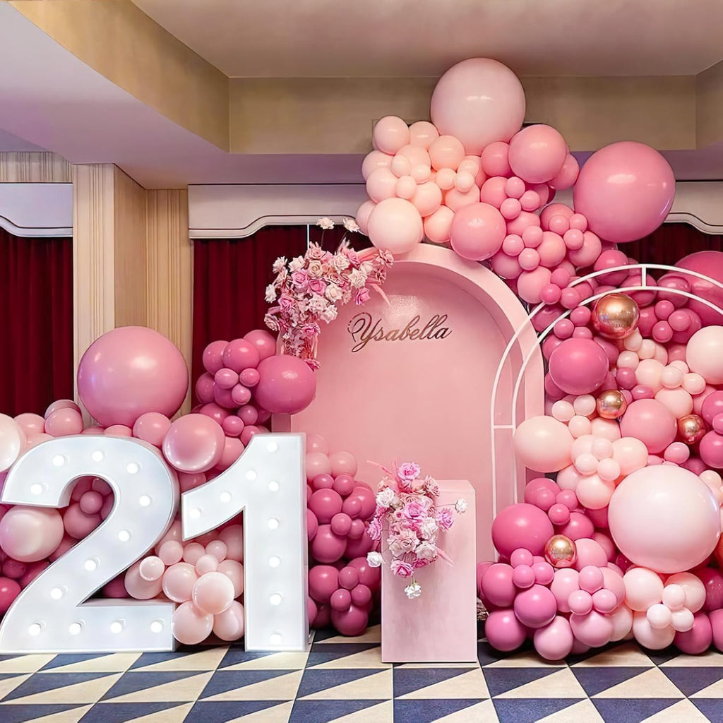 PartyWoo Mauve Balloon Arch Kit - 140pcs in Dusty Pink & Rose Blush for Baby Showers, Weddings & Birthdays