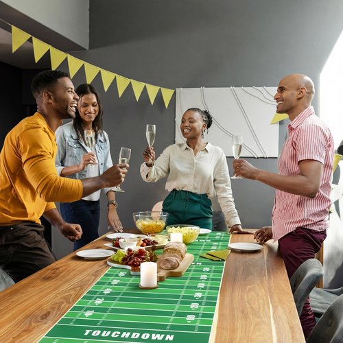 Moukeren Touchdown Paper Table Runner Roll 25' Long x 16" Football Field Table Runner Football Party Decorations Disposable for Sport Kitchen Dining Home Soccer Party Decoration