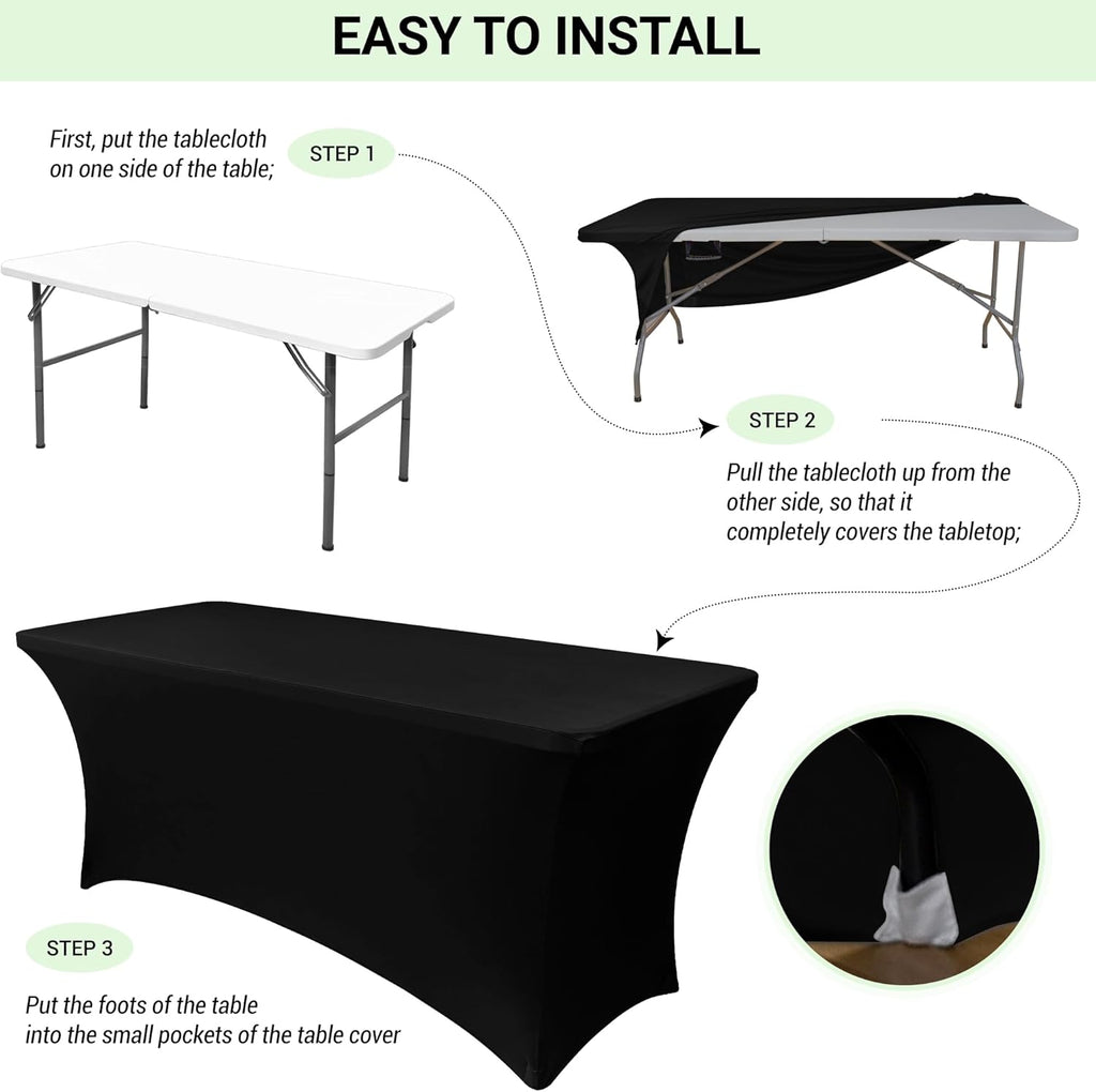 Obstal 6 Pack Stretch Spandex Table Covers - Fitted Tablecloths for 6 FT Tables | Silver, 72" L x 30" W x 30" H