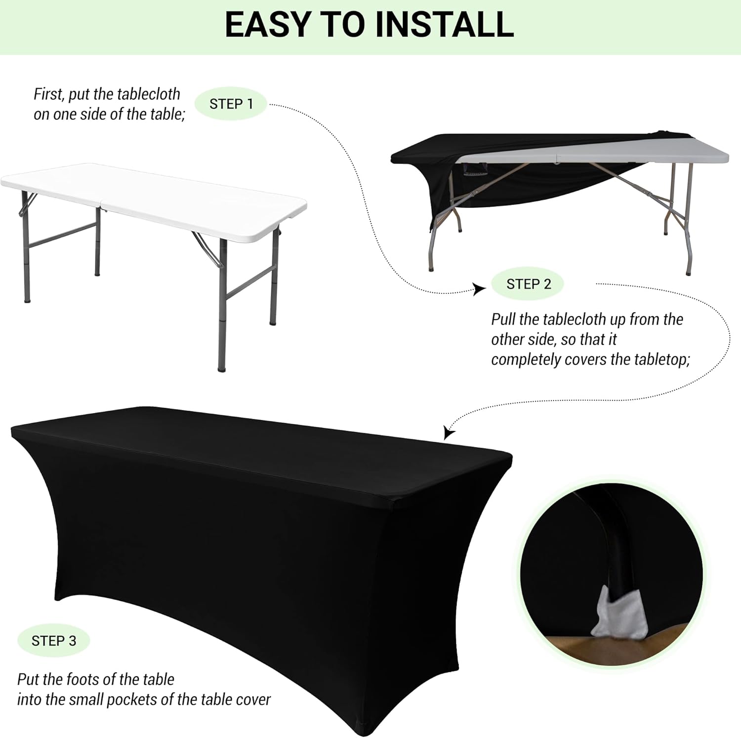 Obstal 6 Pack Stretch Spandex Table Covers - Fitted Tablecloths for 6 FT Tables | Silver, 72" L x 30" W x 30" H