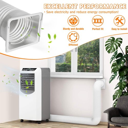 HAUREW Portable Air Conditioner Square Exhaust Hose Coupler 5.9 Inch Square to Round Window Adapter AC Unit Tube Connector Mobile Air Conditioning Accessories for Portable Conditioners(Square)