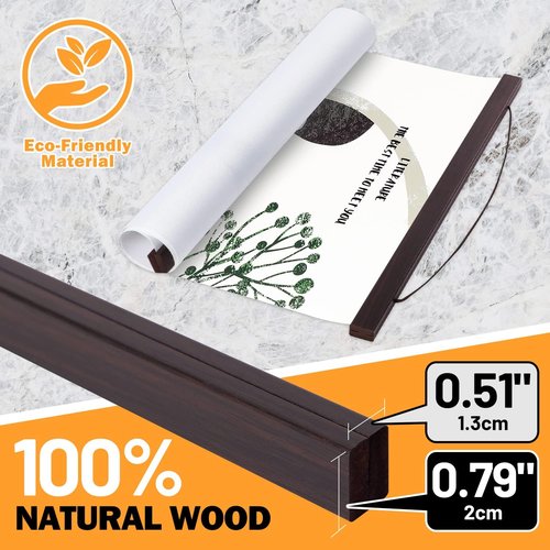 Benjia Magnetic Wooden Poster Frame - Light Walnut Hanger for Photos & Artwork | 34" Size