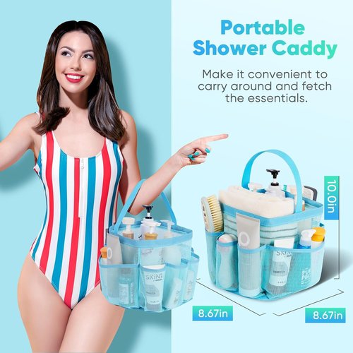 EUDELE Mesh Shower Caddy - Portable 8-Pocket Design for Quick Drying & Easy Cleaning | Ideal for Beach, Gym, Travel