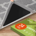 Rabenda Non-Slip Rug Grippers - 24 Pcs Reusable Dual-Sided Adhesive Pads for Hardwood & Tile Floors | Black