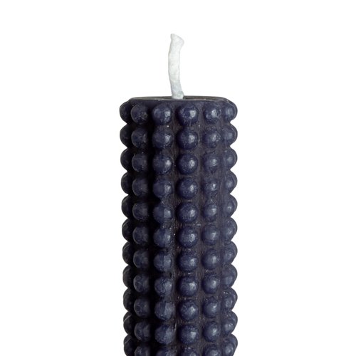 Creative Co-Op Hobnail Taper Candles in Box, Navy Blue, Set of 2