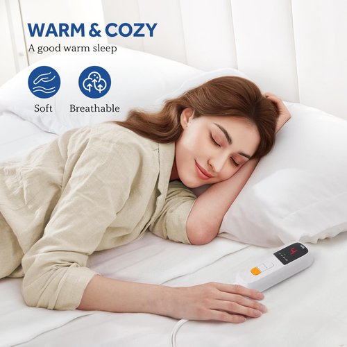 Sealy Heated Mattress Pad Mini Twin Size，31”x 55”Electric Mattress Pad Bed Warmer with 9 Heat Settings & 10 Hours Auto Off, Machine Washable, White
