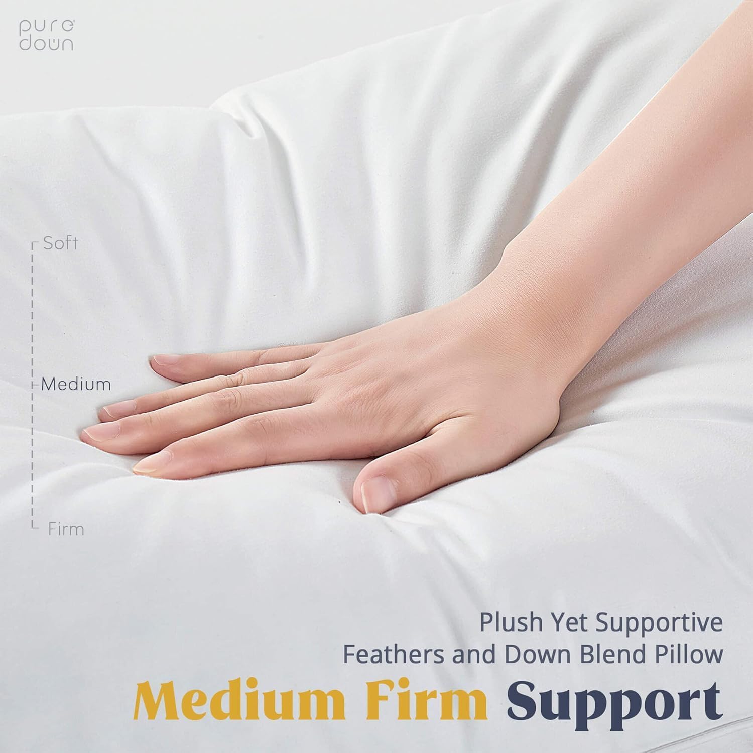 Puredown® Goose Feather & Down Pillows - 100% Cotton Cover, Set of 2 | Standard Size, Hotel Quality