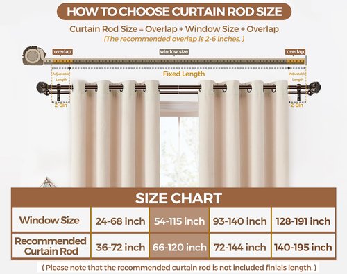 KAMANINA 1 Inch Double Curtain Rods 66 to 120 Inches (5.5-10 Feet) Telescoping Heavy Duty Drapery Rod for Windows 54 to 115, Netted Texture Finials, Antique Bronze