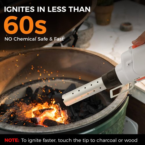 LIGO Cordless Fire Starter, 20V Charcoal Starter and Lighter, Chemical Free Heated Air with Blowing Fuction, Included 4.0Ah Battery, for Charcoal, BBQ, Grill
