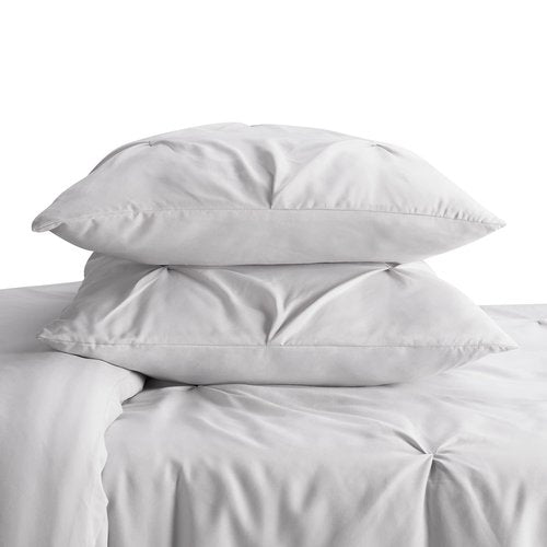 SERTA Simply Clean Soft Lightweight Pleated 3 Piece Hypoallergenic Comforter Set, Full/Queen, Grey