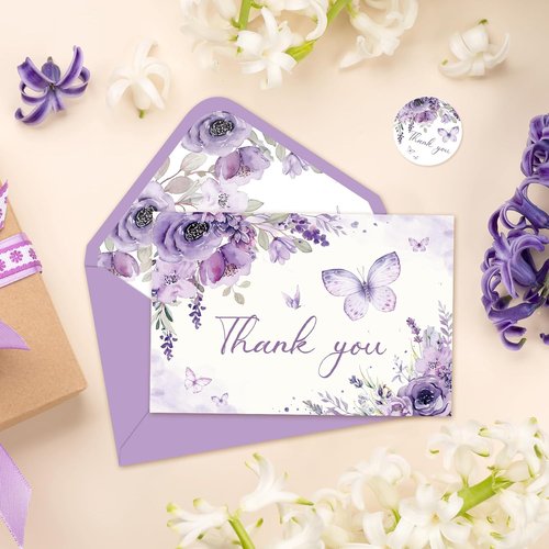 FYSUIMU Thank You Cards - 30 Pack Spring Floral Design with Envelopes & Stickers | 4 x 6 Inch