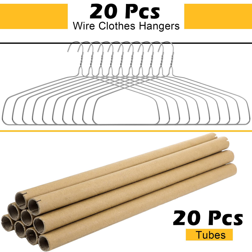 Didaey 20 Sets Heavy Duty 18" Drapery Hangers with Strong 10.5 Gauge Alloy Steel Wire for Heavy Items (Silver)