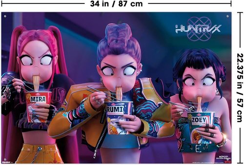 Huntrix Noodles Wall Poster - Netflix KPop Demon Hunters (2025) | 34"L x 22.4"W with Push Pins
