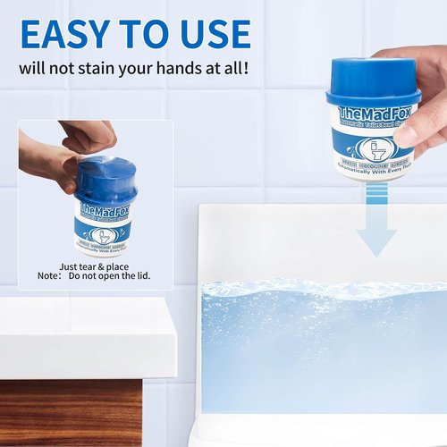 TheMadFox 6 Pcs Enzymatic Automatic Toilet Bowl Cleaner Bottles, Long-Lasting Toilet Tank Cleaner for Hard Water Stains & Rings, Septic Safe Toilet Cleaner for Tank Bathroom