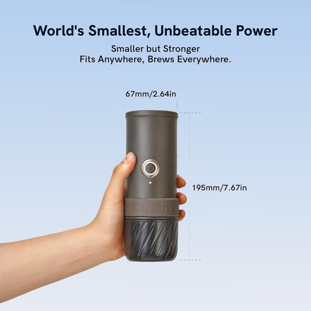 OutIn Mino Portable Espresso Machine - Mini Camping Coffee Maker for Travel | Pocket-Sized Self-Heating Design