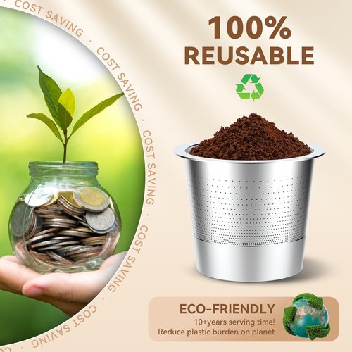 CAPMESSO Reusable K Cups Coffee Pods for Keurig 1.0: Stainless Steel Refillable K Cup - Reusable Coffee Filter for Keurig 1.0 Coffee Maker, Permanent, Eco-Friendly, Innovative Design(2 Pack)