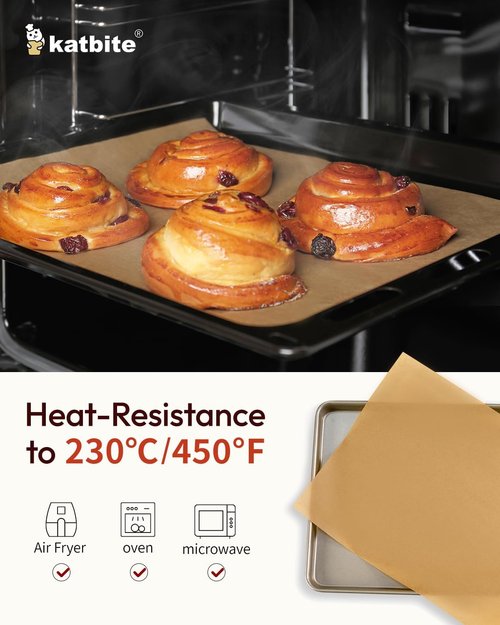 Katbite Heavy-Duty Unbleached Parchment Paper Sheets - 120 Pcs, 8x12 Inches for Baking & Grilling