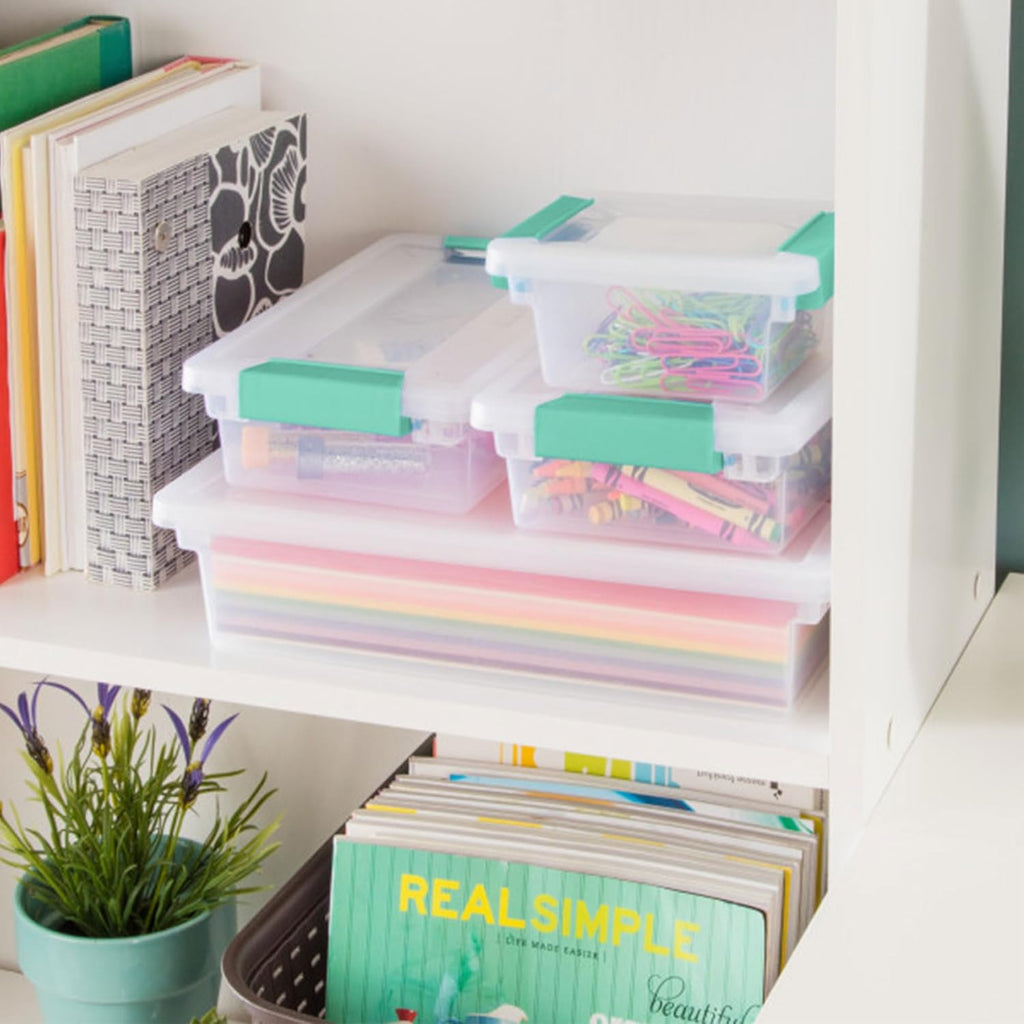 Sterilite 6-Pack Clip Box | Stackable Clear Plastic Bins with Latching Lids - Ideal for Arts, Crafts, and Office Organization