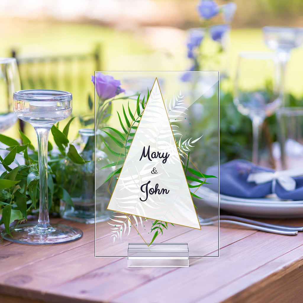 Yulejo 12 Pcs Blank Clear Acrylic Table Numbers Stands for Wedding, Acrylic Table Signs with Centerpiece Stand Sign and Holder DIY Place Name Cards for Reception Banquet Party Decors (4 x 6 Inch)