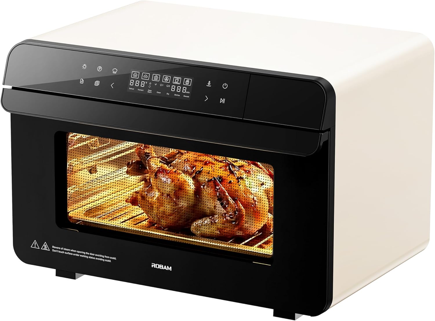 ROBAM Toaster Air Fryer Combi Oven - 20-in-1 Countertop Steam Oven with Multi-Stage Cooking & 30 Recipes (White)