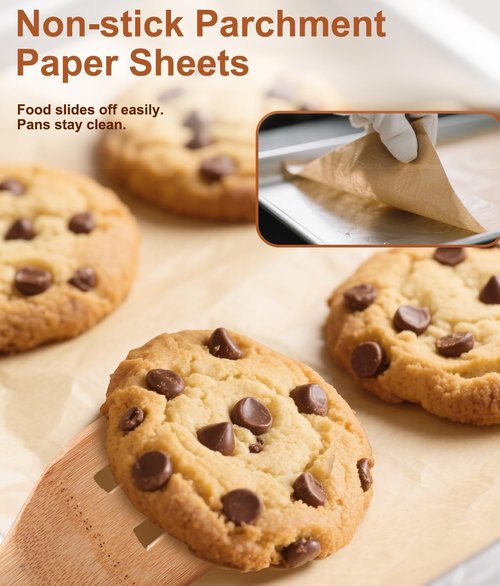 Parchment Paper Baking Sheets, 9 x 13 Inch, 200 Count Precut Non-Stick Unbleached Baking Paper Liners for Oven, Grill, Air Fryer, Steaming, Multipurpose for Bread, Cupcakes, Cookies and More
