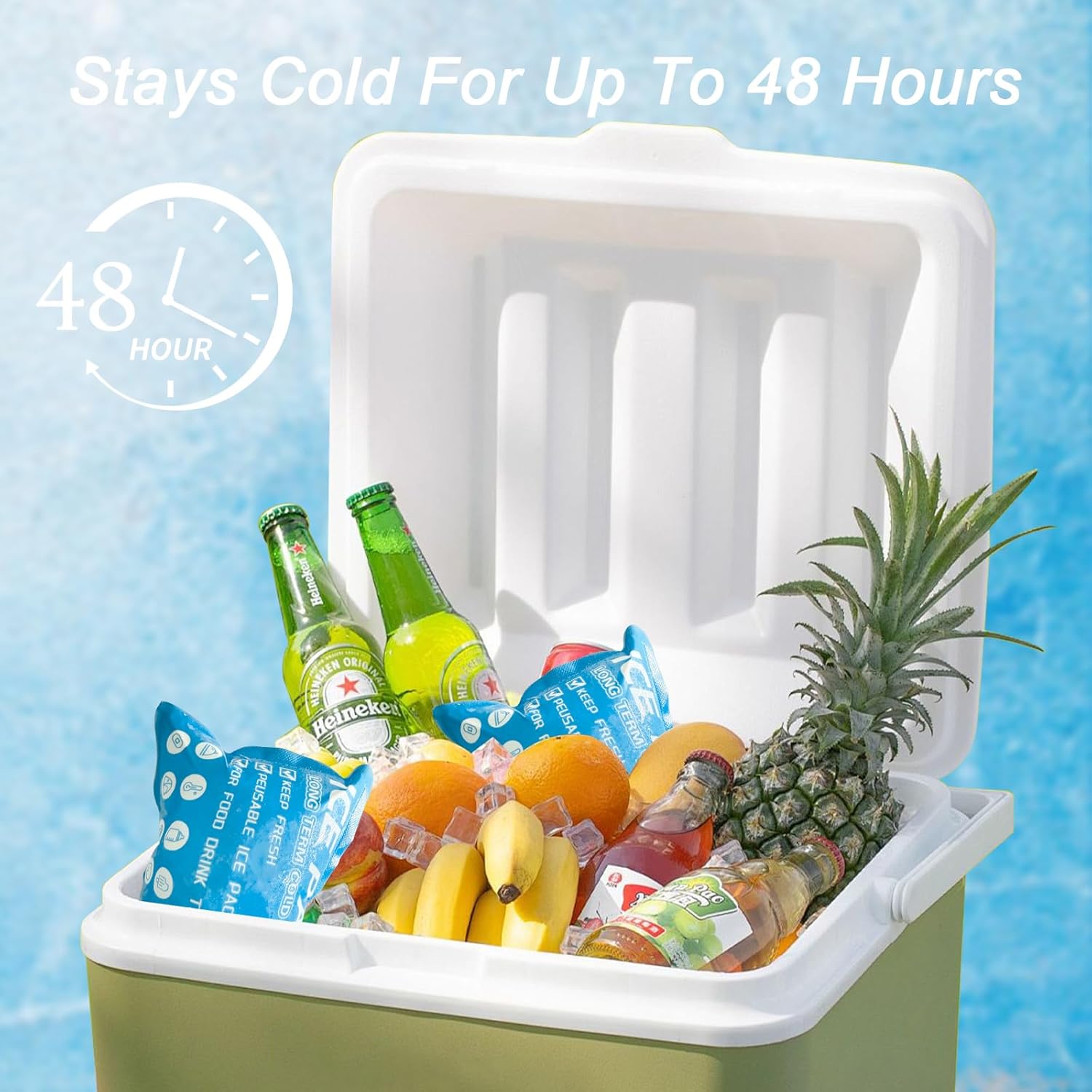 Skiennix Ice Packs for Coolers - Long-Lasting Reusable Gel Packs for Lunch Boxes & Camping