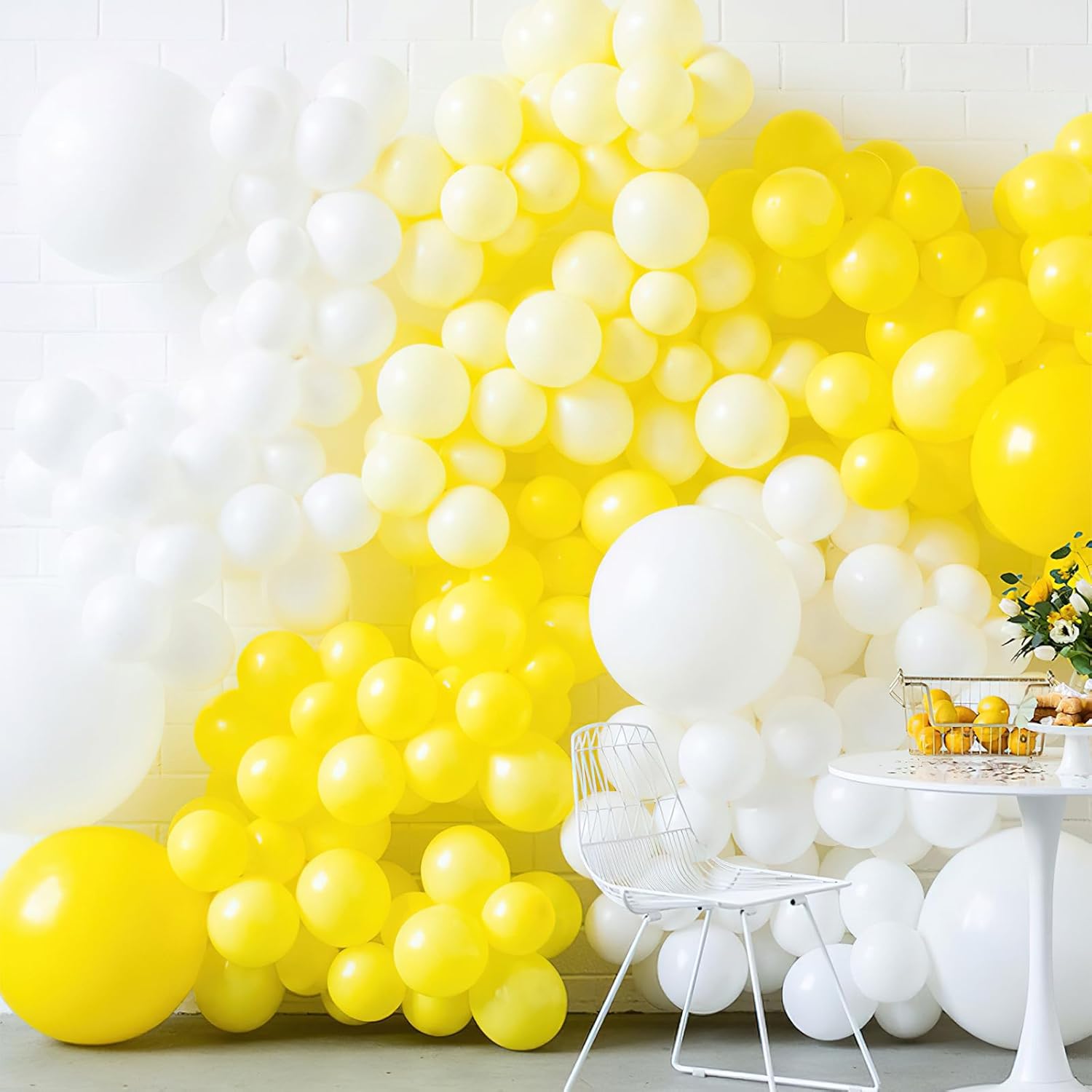 PartyWoo Yellow Balloons - 100 Pcs Matte Light Yellow Latex Balloon Arch Kit | Various Sizes for Celebrations