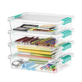 SpaceAid 6 Qt Plastic Storage Bins with Lids, Clear Sensory Bin Craft Organizers and Storage, Stackable Art Containers for Home, Office and School Supplies, 4 pack