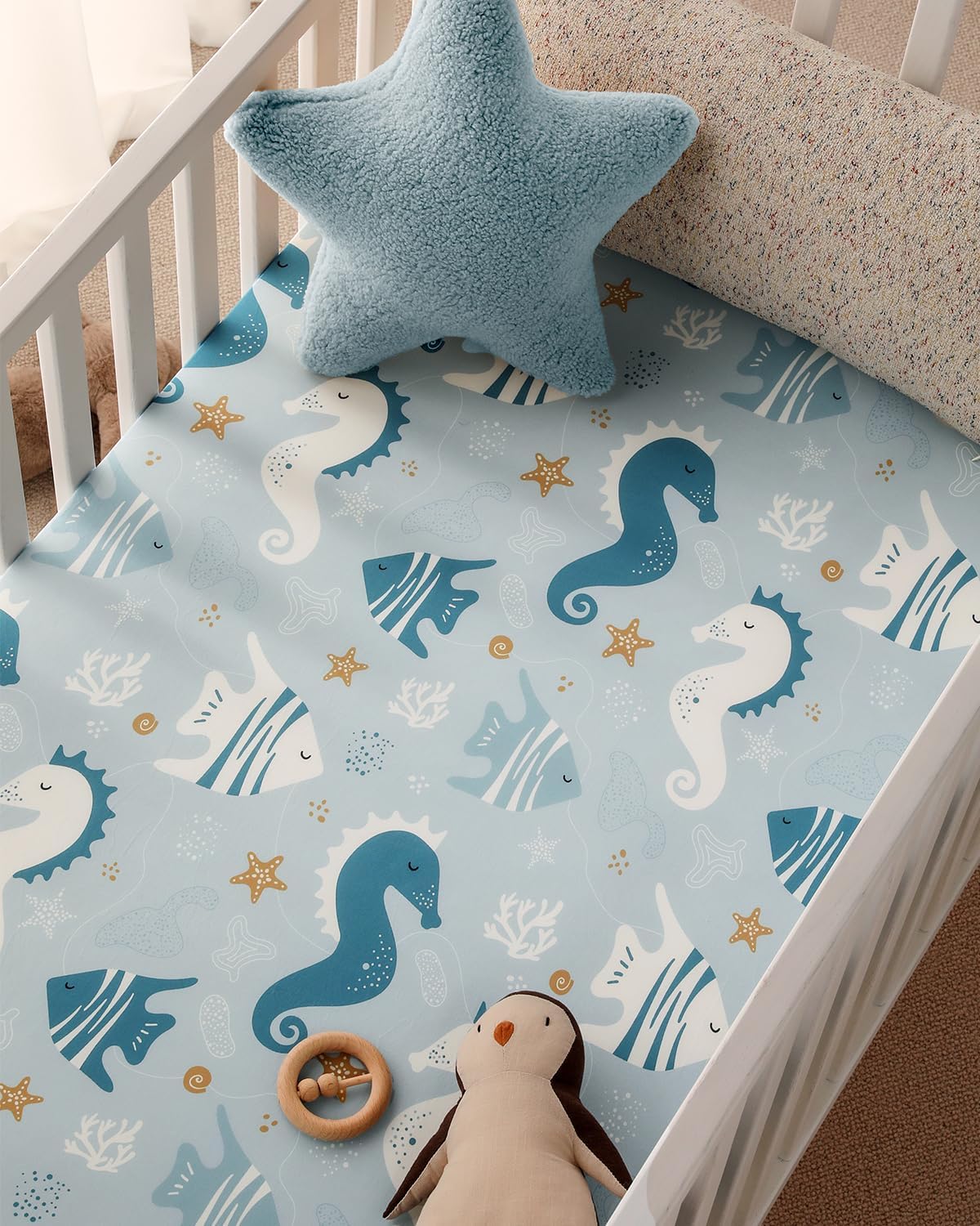 Yoofoss Baby Crib Sheets - 2 Pack Ultra Soft Fitted Sheets for Standard Crib & Toddler Mattress | Underwater World Design 52x28