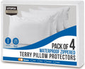 Utopia Bedding Waterproof Pillow Protectors - Set of 4 Queen Size, Zipper Closure, Bed Bug & Dust Mite Proof