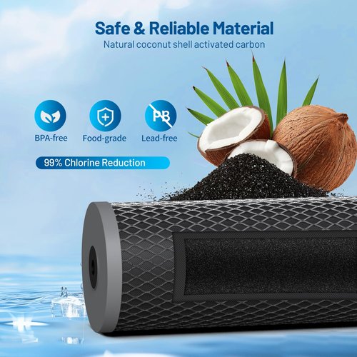 5 Micron 10" x 4.5" Whole House Activated CTO Carbon Block Water Filter Cartridge Replacement for WFHDC8001, CB-BB-10, FXHTC, FC15B, EP-BB, EPM-BB, CTO10BB, WCBFF975, CB-45-1005, CTO-F10B-5 (2 Pack)