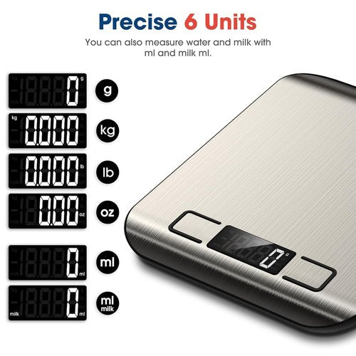 Mik-Nana Digital Kitchen Scale - 22lb Capacity for Accurate Weight Measurement | Easy Clean Stainless Steel